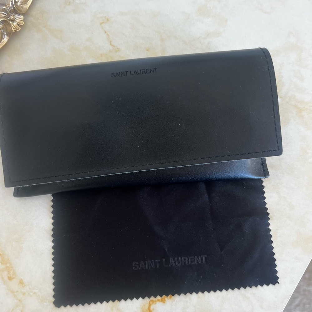 Saint Laurent Black Sunglass case and cloth